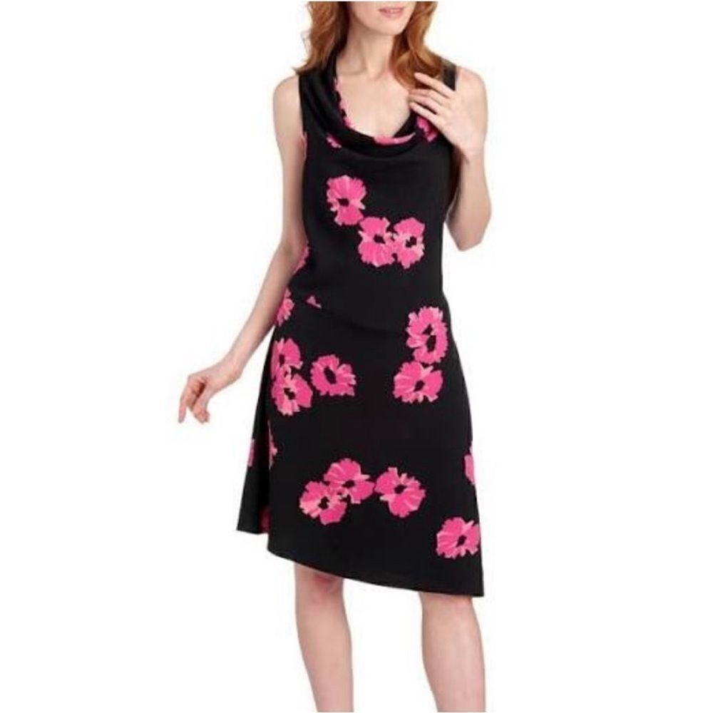 Anne Klein Floral Asymmetrical cowl neck‎ Dress size XL BIN J